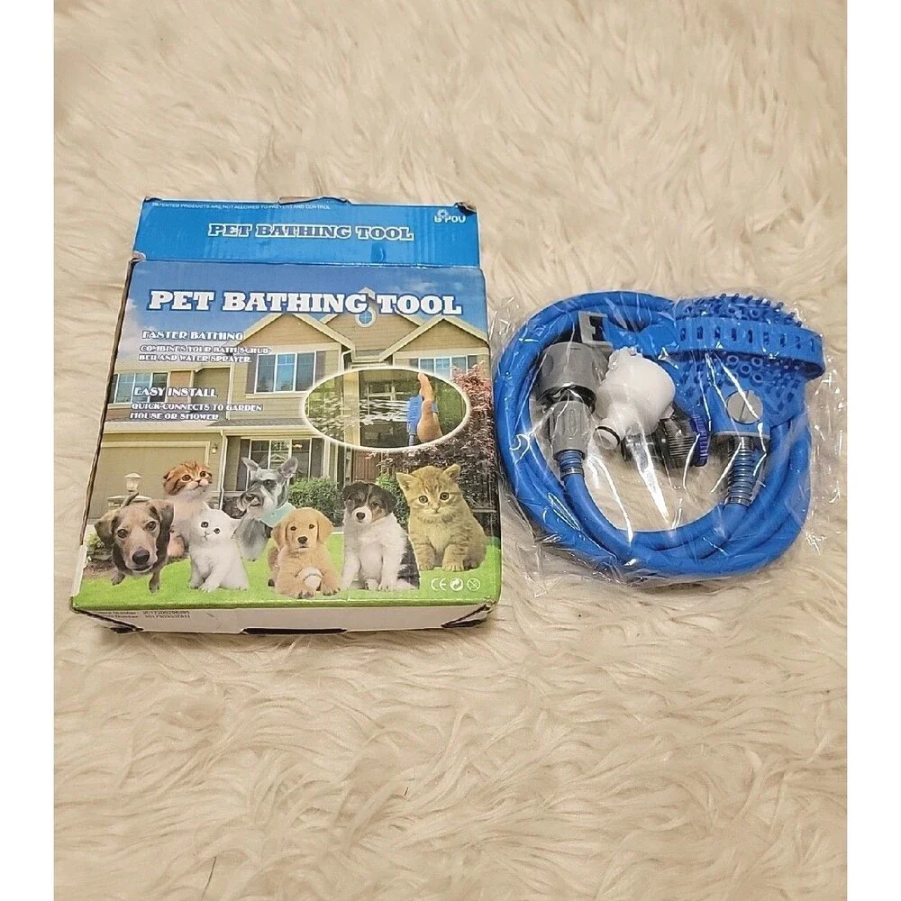 Pet Bathing Tool Scrubber And Water Sprayer Easy Install Faster Dog Baths NEW